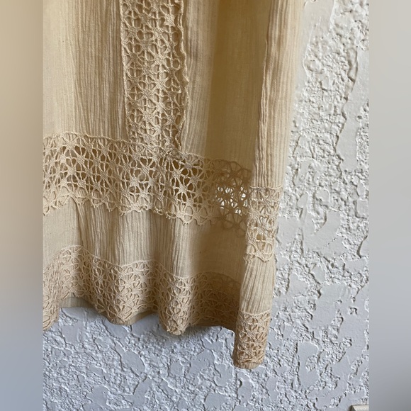 Gorgeous RARE 1970s Handmade Crochet Panel Prairie Cottagecore Dresss - Picture 7 of 8